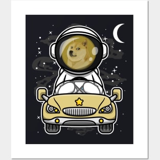 Astronaut Car Dogecoin DOGE Coin To The Moon Crypto Token Cryptocurrency Wallet Birthday Gift For Men Women Kids Posters and Art